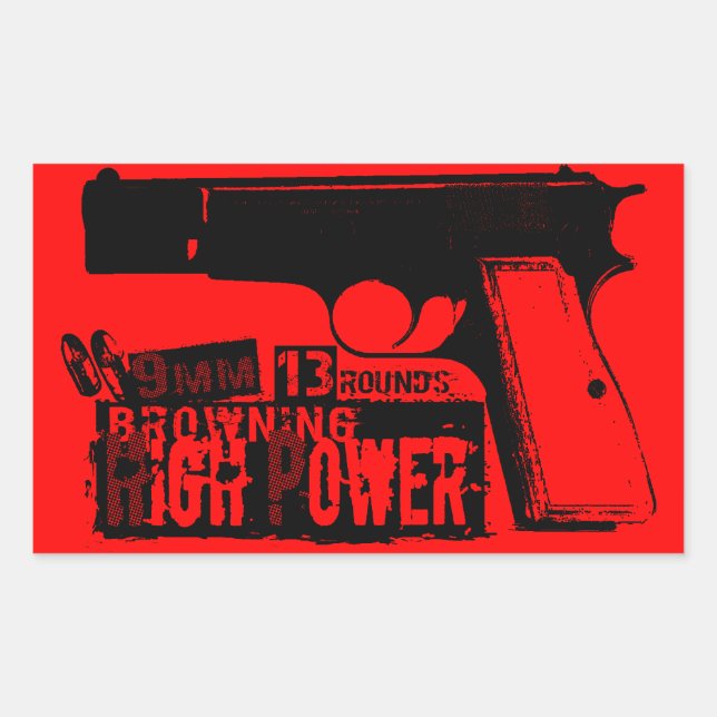 Browning Hi-Power Rectangular Sticker (Front)