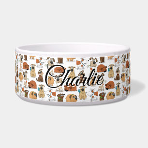 Brownish Cartoon Dog Bowl