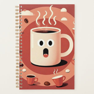 Brownish Cute funny Cartoon coffee cups  Planner