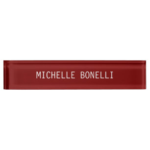 Brownish Red Background Plain Legible Modern Style Nameplate