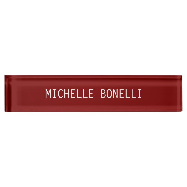 Brownish Red Background Plain Legible Modern Style Nameplate (Front)