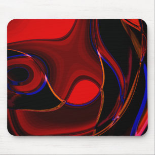 Brownish red curves and spots with blue strokes  t mouse mat