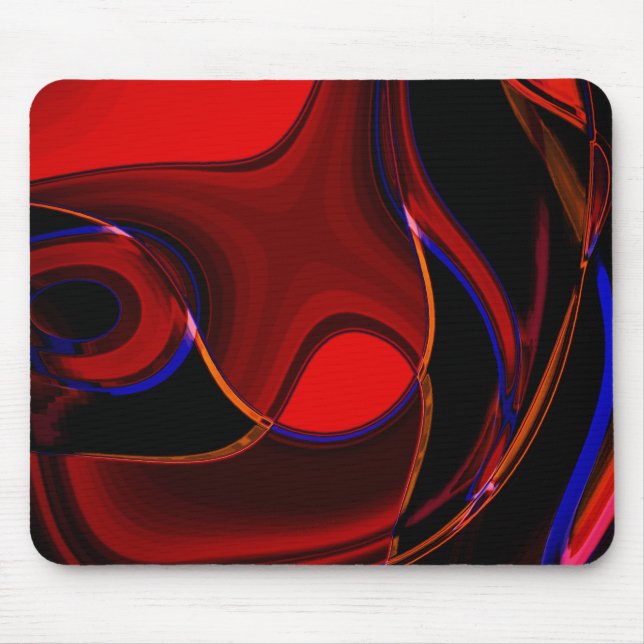 Brownish red curves and spots with blue strokes  t mouse mat (Front)