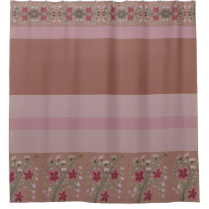 Browns and Pink With Floral Design Shower Curtain