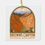 Browns Canyon National Monument Colorado Vintage Ceramic Ornament<br><div class="desc">Browns Canyon vector artwork design. Browns Canyon is the most popular destination for whitewater rafting in the country,  and is also known for its fishing and hiking.</div>