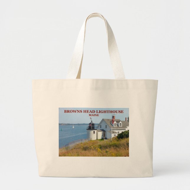 Browns Head Lighthouse, Maine Jumbo Tote Bag (Front)