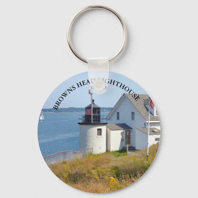 Browns Head Lighthouse, Maine Round Keychain (Front)