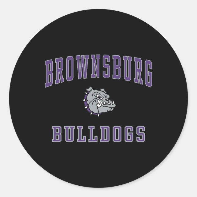 Brownsburg High School Bulldogs C1 Classic Round Sticker (Front)