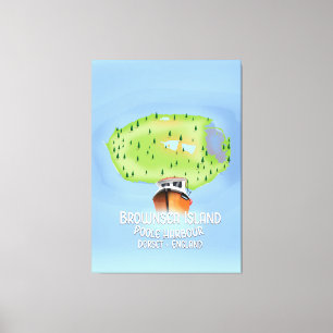 Brownsea Island map, Poole, dorset, England. Canvas Print