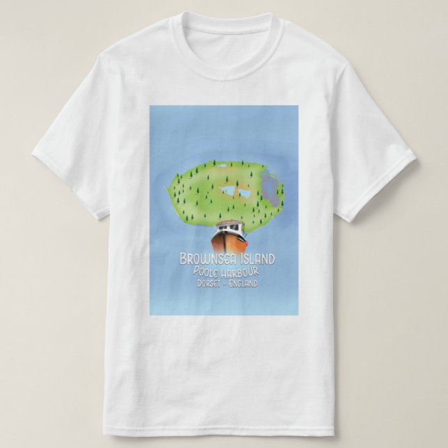 Brownsea Island map, Poole, dorset, England. T-Shirt (Design Front)