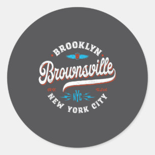Brownsville Brooklyn New York Retro Vintage Grap Classic Round Sticker