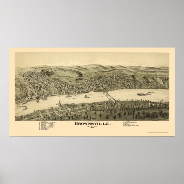 Brownsville, PA Panoramic Map - 1902 Poster (Front)