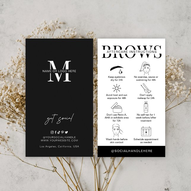  Brows Aftercare Instructions Minimalist Logo Business Card (Creator Uploaded)