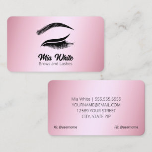 Brows and Lashes Rose Gold Business Card