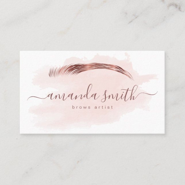 Brows artist  in rose gold colour business card (Front)