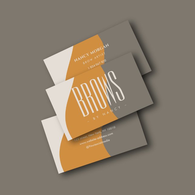 Brows Boho Retro Earth Tones Business Card (Creator Uploaded)