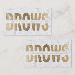 Brows cut out modern faux gold typography marble business card