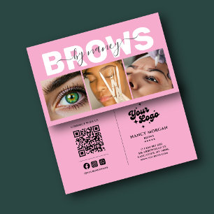Brows Elegant Blush Pink Photo QR Code Logo Business Card