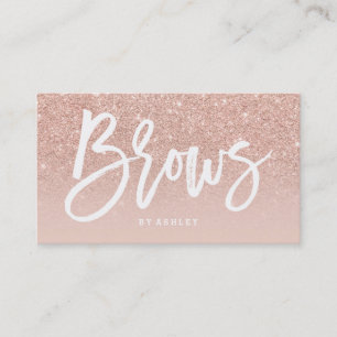 Brows elegant typography blush rose gold glitter business card