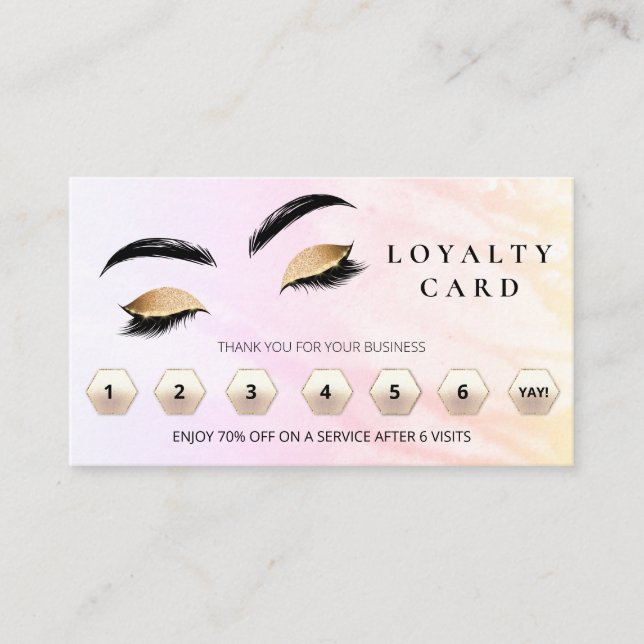 *~* Brows Eyes QR Lashes Thank You Rewards LOGO Loyalty Card (Front)