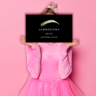 Brows Golden Logo Microblading Social Media Black  Business Card