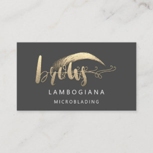 Brows Golden Logo Microblading Social Media Grey B Business Card