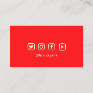 Brows Golden Logo Microblading Social Media Red Business Card