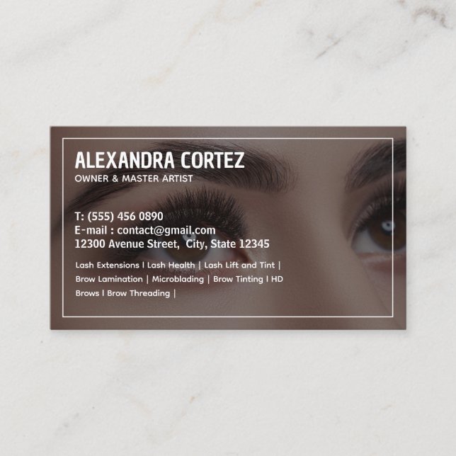Brows & Lashes Bilingual Spanish Business Card (Front)