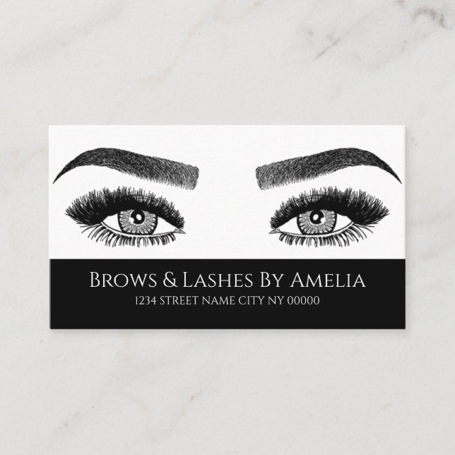 Brows & Lashes Microblading, Eyelash Extensions Business Card (Front)