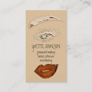 Brows Makeup QRCode Logo Pink Lips Green Eyelash Business Card