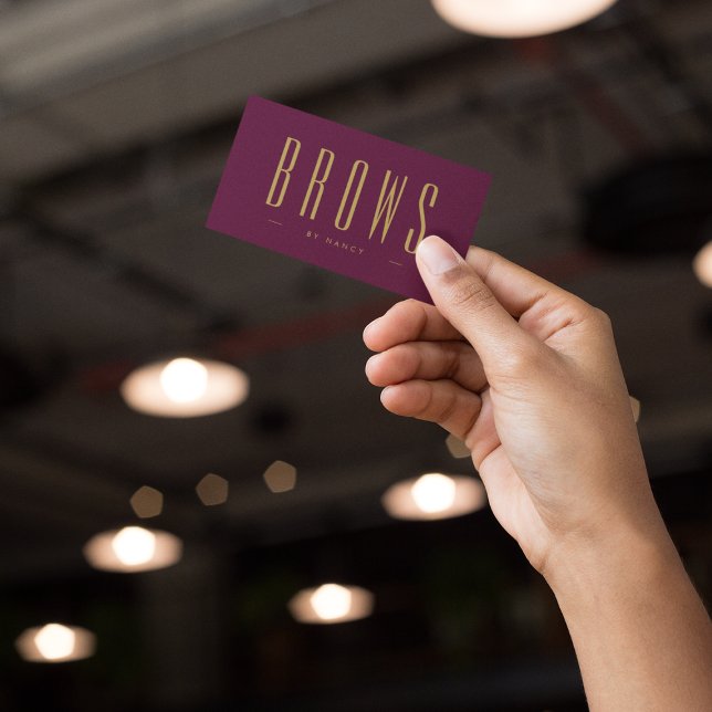 Brows Microblading Simple Burgundy And Gold  Business Card (Creator Uploaded)