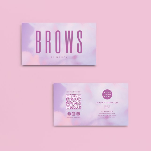 Brows Purple Holographic  Business Card (Creator Uploaded)