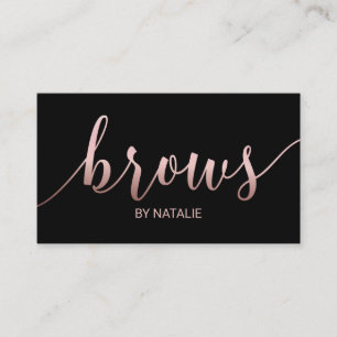 Brows Salon Rose Gold Typography Black Loyalty Card