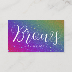 Brows Typography Rainbow Glitter Business Card