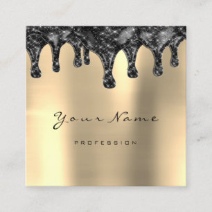 Brows Wax Lash Simply Makeup Skin Drips Gold Black Square Business Card