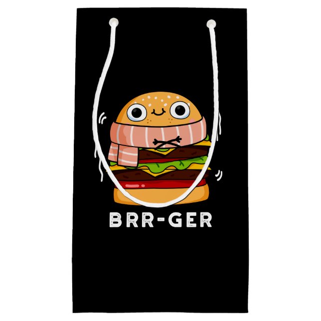 Brr-ger Funny Freezing Burger Pun Dark BG Small Gift Bag (Front)