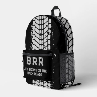 BRR Logo Grey Lettering "Life Begins on the ..." Printed Backpack