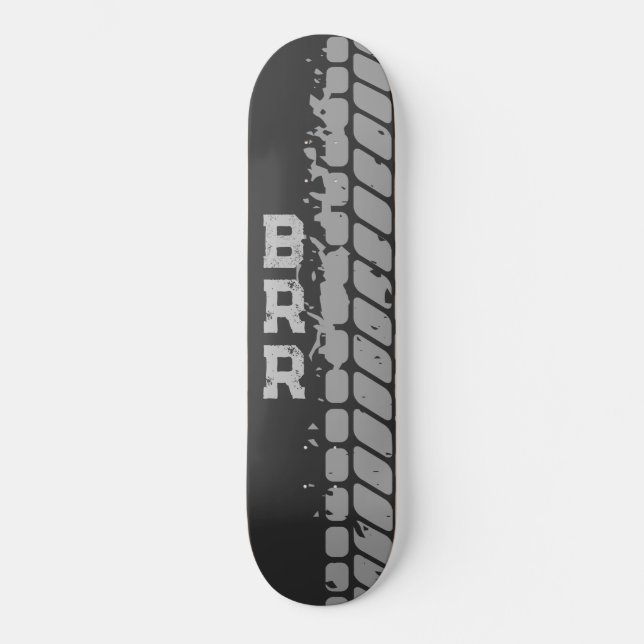 BRR Logo Grey Lettering Tire Treads Skateboard (Front)