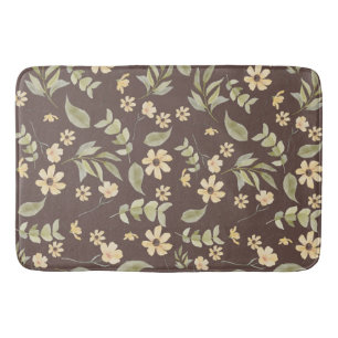 Brrown Whimsy Retro Floral Bath Mat