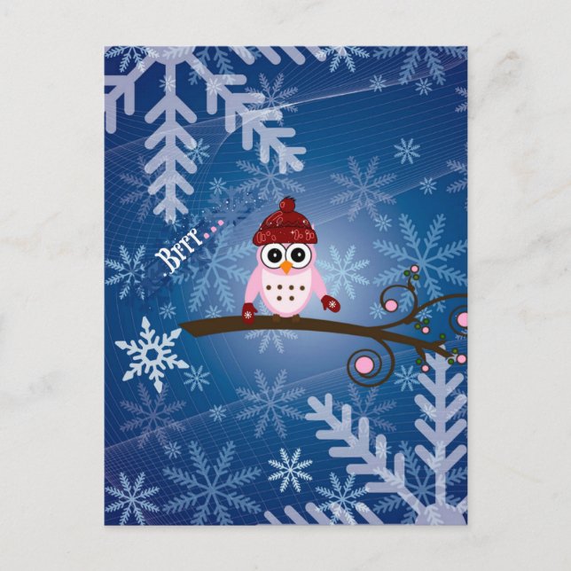 Brrr...Pink Owl, Postcard (Front)