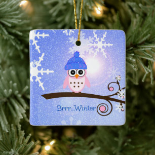 Brrr...Winter, Mr. Hoot Owl, Ceramic Ornament