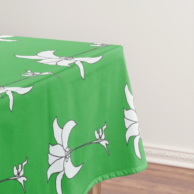 Brt Green White Floral Tablecloth (In Situ)