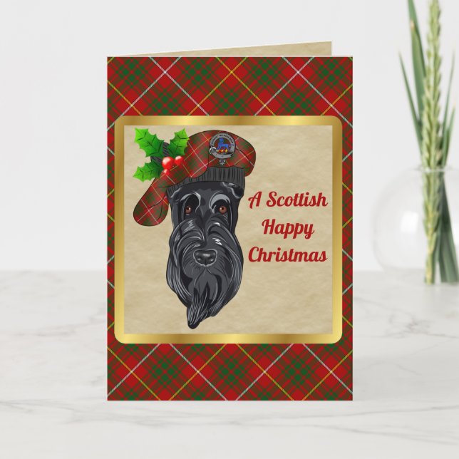 Bruce Badge & Tartan Personalised Christmas Card (Front)