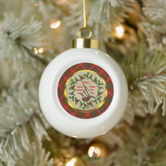 Bruce Clan Badge Christmas Ceramic Ball Christmas Ornament (Tree)