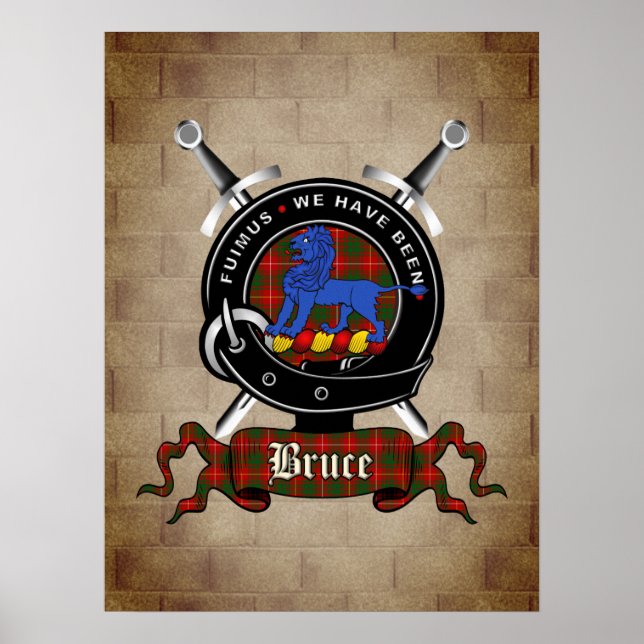 Bruce Clan Badge on Castle Wall Poster 18x24 (Front)