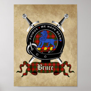 Bruce Clan Badge & Tartan 8.5x11 Poster