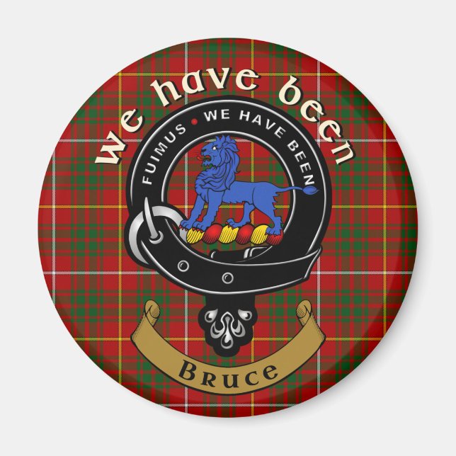 Bruce Clan Badge & Tartan Magnet (Front)