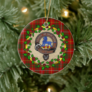 Bruce Clan Badge & Tartan Personalised Xmas Ceramic Tree Decoration
