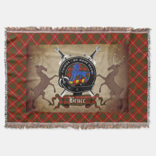 Bruce Clan Badge & Tartan Throw Blanket