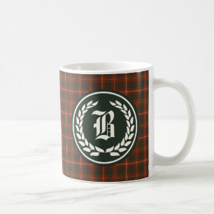 Bruce Family Red and Green Tartan Monogram Coffee Mug